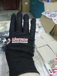 Перчатки нейлон черные, с белыми точками, KLEMOS  (уп. 10 пар)