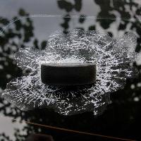 Наклейка  3D Разбитое стекло 200*260, Шайба, цвет черный (уп 1шт) S06501002 SW