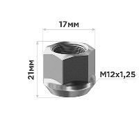 Гайка открытая NISSAN 12*1.25, H21мм, ключ 17мм  SKYWAY 013 (уп 20 шт), шт.