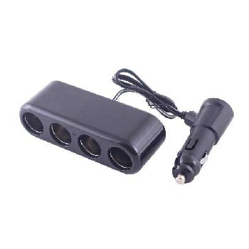 Адаптер прикуривателя 4 гнезда + USB*1A , предохранитель 10А,Черный SKYWAY S02301015