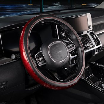 Оплетка экокожа комбинированная Luxury-7, М (37-39 см), Черная с красным, шт.   SKYWAY S01102434