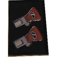 Заглушка ремня безопасности металлическая треугольная, черная кожа, хром LEXUS (коробка) 2 шт, к-т