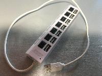 Кабель USB-разветвитель на 7 USB разъемов, с индикатором, провод 55 см, белый