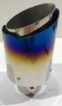 Насадка на глушитель d55D 90 L170мм, косой выход, двойная стенка, хамелеон TM-H068-BL