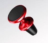Держатель телефона магнитный, на дефлектор, металл круглый, короткая ножка, Красный СХР-006