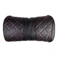 Подушка подголовник Косточка экокожа перфорированная, Черная, строчка Красная SKYWAY S08001008 