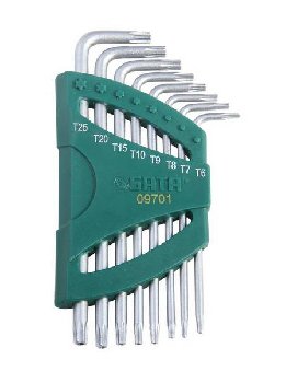 Ключи Г-образные TORX с внутренним отверстием ( 8 предметов) ТТ 6-25, пенал, к-т  09701  SATA 