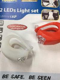 Фонарик-маячок вело диодный, силиконовый корпус (2 шт ), к-т    HJ-008-2