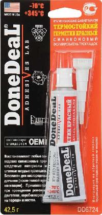 Герметик прокладка термостойкий силиконовый красный,  42.5 g. DONE DEAL  DD6724  (уп.12 шт.) 