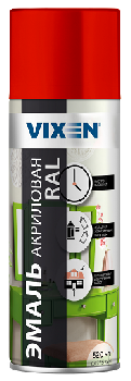 Краска-спрей эмаль Красный транспортный (RAL 3020) акриловая, 520мл  VX33020 VIXEN (уп.6шт)