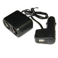Адаптер прикуривателя WF-0097 (2 разъёма+USB 500МА ) чёрный  