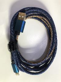 Кабель USB для зарядки iPhone, L 1.5 метра, синяя ткань