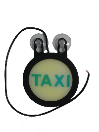 Знак TAXI D10 см диодный, керамика, на присосках, белый /зеленая надпись, шт