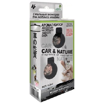 Ароматизатор подвесной жидкий флакон стекло/дерево Car&Nature, Новая машина (2х3мл),CNL-71,к-т