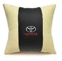 Подушка на сиденье экокожа 25*25 TOYOTA  бело-черная