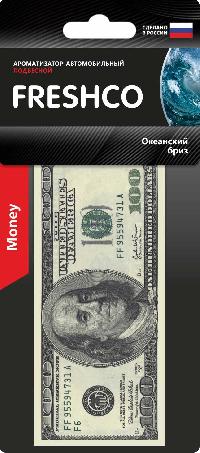 Ароматизатор подвесной пластина Купюра100$ ОКЕАНСКИЙ БРИЗ  USD-104 (10/40)