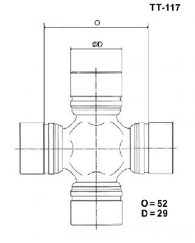 Крестовина (универсальный шарнир)  GUT  17   TOYO   TT-117/UJ-230 Matsuba (без тавотницы)