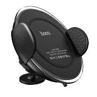 Держатель телефона на дефлектор/ на панель, вращающийся, зарядка Wireless, черный, CW4  HOCO