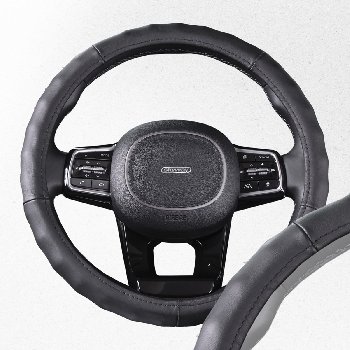 Оплетка кожа гладкая рельефная Real-2, M (37-39 см), Черная SKYWAY S01108003  (1/25)