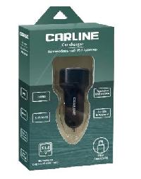 Адаптер прикуривателя 2 USB  (2.1A ;1A ) 12/24В, с вольтметром, черный,CARLINE® (CH-2U-VM)