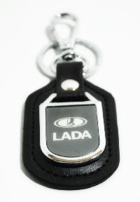 Брелок кожа/металлический с карабином и кольцом, LADA (50846)