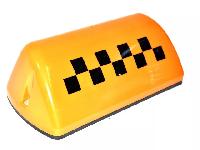 Знак TAXI на крышу магнитный с подсветкой 12V, oранжевый, рисунок шашки (уп.15 шт) (33959)