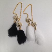 Подвеска салонная двойная ХВОСТ (норка) Белая, Шар большой, золото, шт.    417-WH