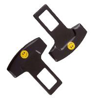 Заглушка ремня безопасности металлическая черная СМАЙЛИК желтый (2 шт), к-т HX-113 Smiley SW