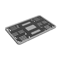 Рамка номера квадратная 290*170, силиконовая c пластиковой основой, Серая, с крепежом 