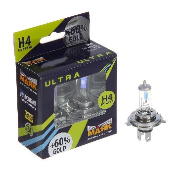 Лампа галогеновая H 4 12V 60/55W P43t Gold+60 (82420G+60) 2 шт, к-т  Маяк Ultra  