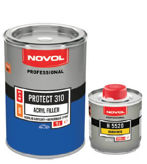 Грунт акриловый двухкомпонентный PROTECT 310 HS 4+1, черный, 1л.  NOVOL (37141+35822) (1/6)