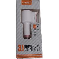 Адаптер прикуривателя 1 гнездо + 3 USB   белый, LDNiO  CM12