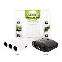 Адаптер прикуривателя 3 гнезда*10А/ 2USB*2A, LED-подсветка, провод, черный  CS-320B  AZARD