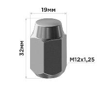 Гайка закрытая NISSAN 12*1.25, H32мм, ключ 19мм, хром, SKYWAY 016 (уп 20 шт), шт.