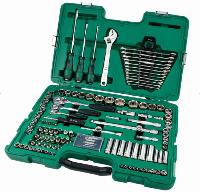Инструмент 1/4,3/8,1/2" (124 предмета) головки 6 граней,биты,трещотки, кейс 09014 SATA 