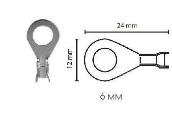 Клемма кольцевая массы латунь луженая D 6.2*24*1.5-2.5мм, шт  