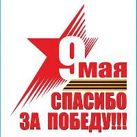 Наклейка 9 МАЯ (185*200) «9 мая Спасибо за Победу!» полноцветная SW S08102003 (уп 1шт)