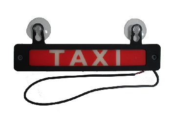 Знак TAXI 4*20мм диодный, керамика, на присосках, красный / белая надпись, шт 