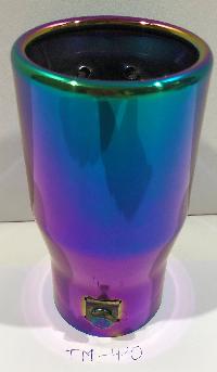 Насадка на глушитель d60D70L140мм, прямой выход, округлый край, хамелеон,  TM-410