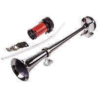 Сигнал воздушный 12V 1 рожок, L 450мм,120dB, компрессор, хром  SKYWAY S07601008/ S07601054 
