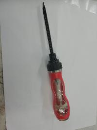 Отвертка с двусторонним стержнем PH2(+) и 6мм(-) L100 мм, с боковым отверстием и трещеткой 