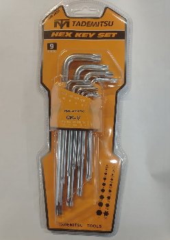 Ключи Г-образные TORX с внутренним отверстием ( 9 предметов) T10-50, L70-175мм, к-т   KK-352