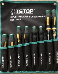 Отвертки ударные ( 8 предметов), обрезиненная ручка, тканевый чехол, к-т 90026 TStop