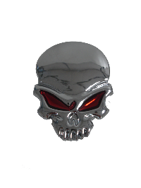 Шильдик металл Череп без челюсти, средний, хром, красные глаза