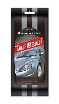 Салфетки влажные для очистки стёкол, зеркал, фар (30 шт), к-т Top Gear  (1/32)  