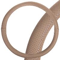 Оплетка экокожа перфорированная Port, М (37-39 см), бежевая с белой строчкой SKYWAY S01102454