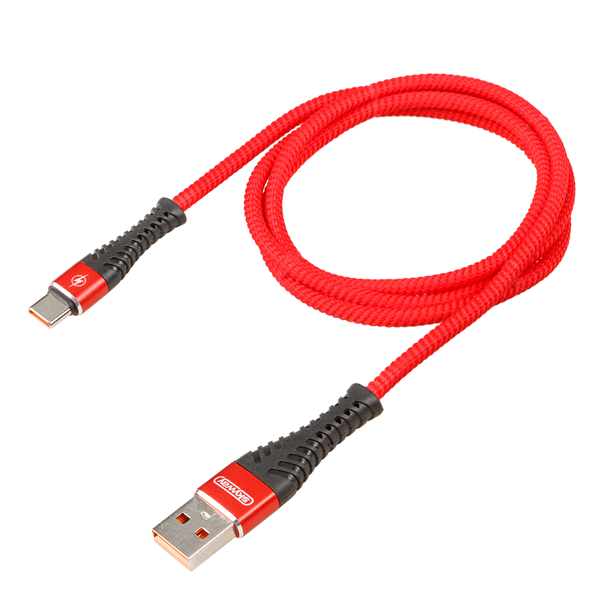 Кабель USB для зарядки Type-C, L 2 метра, 3А, 15Вт, тканевая оплетка, красный, S09603013 SKYWAY