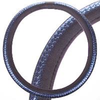Оплетка экокожа с плетеной вставкой Luxury-1, M (37-39 cм ) Черная /синяя  SKYWAY S01102373