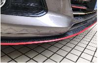 Молдинг самоклеящийся на передний бампер, рулон 2.5м*5см, карбон серый/ красный кант (№13) 