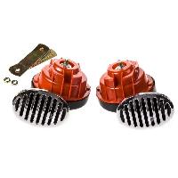 Сигнал электрический 12V Улитка D 90мм, 105 Db, хром-красный (высокий+низкий), к-т  SKYWAY 016